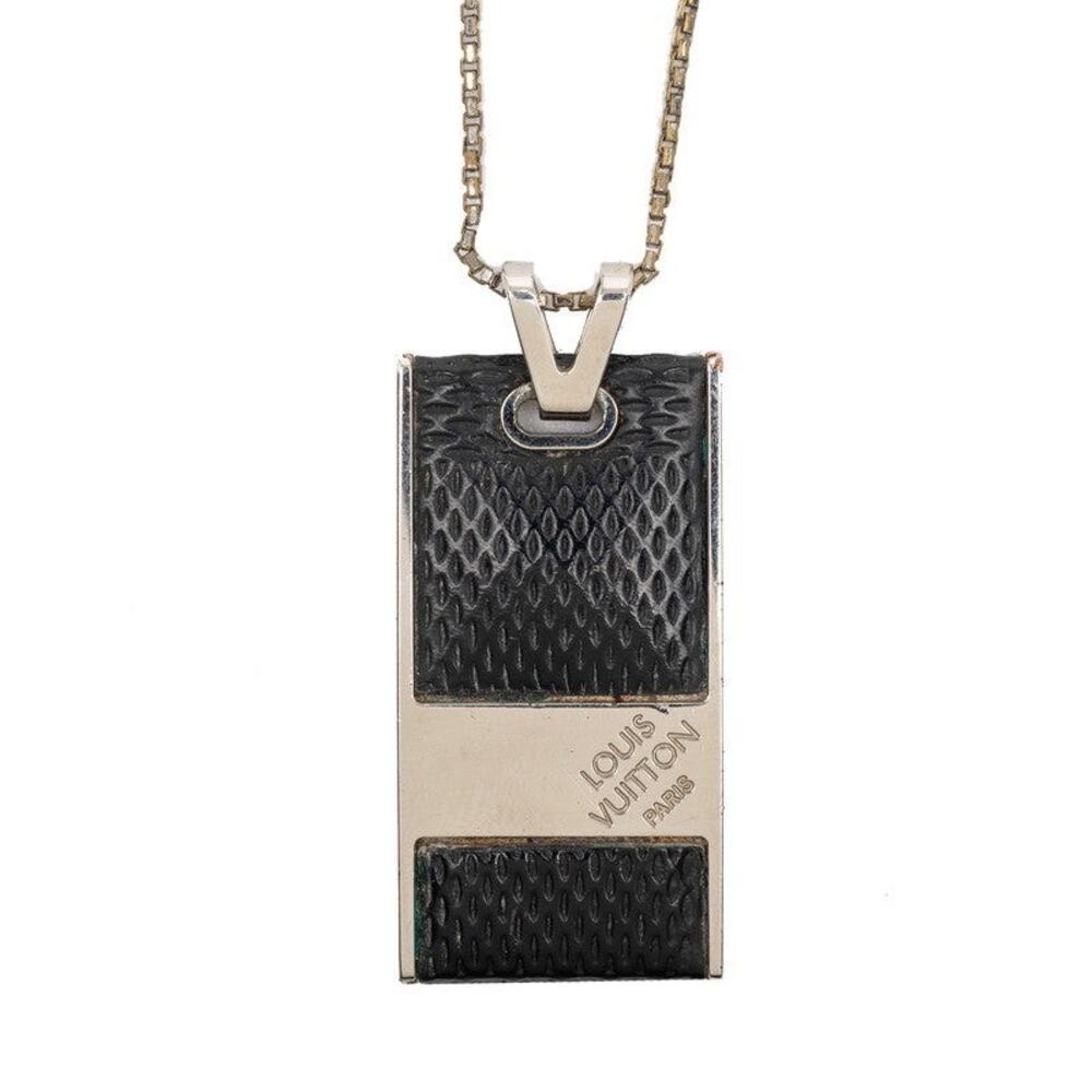 Louis Vuitton Damier Graphite Pendentif Soho Necklace Metal Black